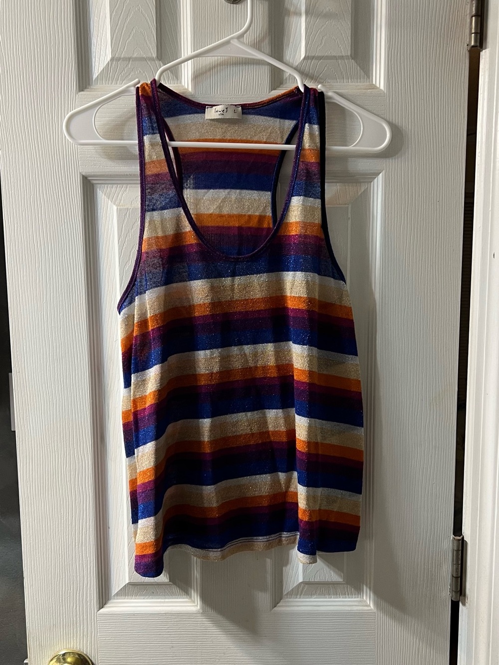 Love J Glitter-Striped Retro Racerback Tank Top – Women’s Large